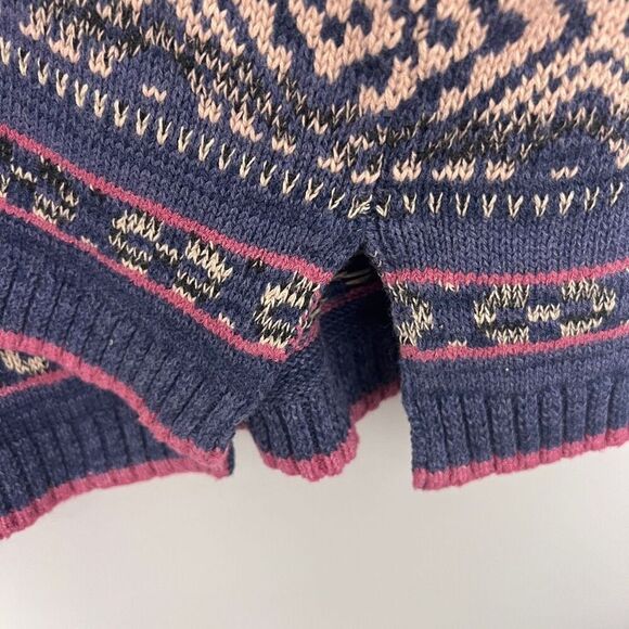 Chaps Women’s Medium Knit Sweater Cardigan Aztec Boho Open Front Blue Cozy - Picture 4 of 5